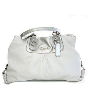 Coach Ashley White & Silver Carryall Shoulder Bag Handbag
